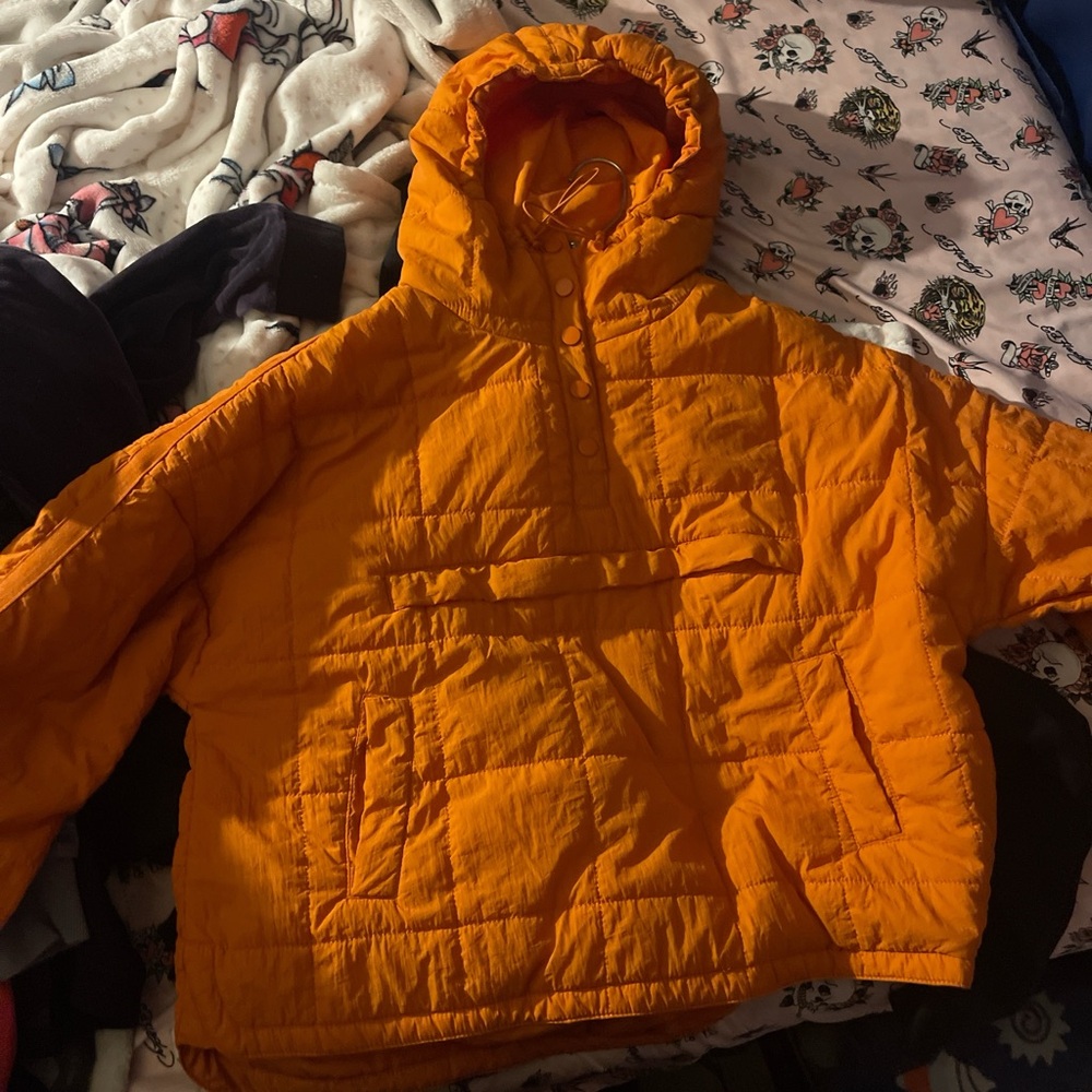 Womens Orange Hooded Jacket